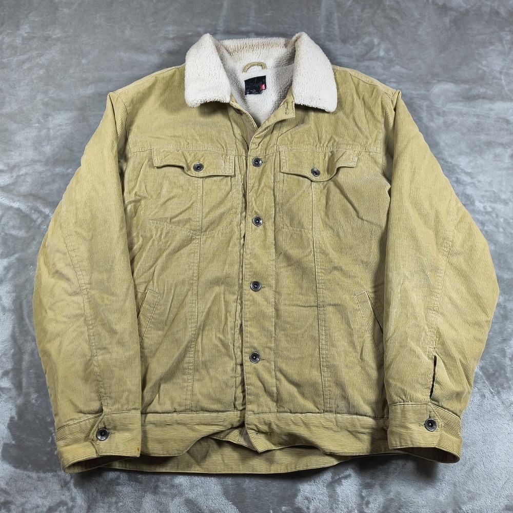 Vintage Quicksilver Truckerโ Jacket Mens XL Corduroy Sherpa Lined Button Up Y2K